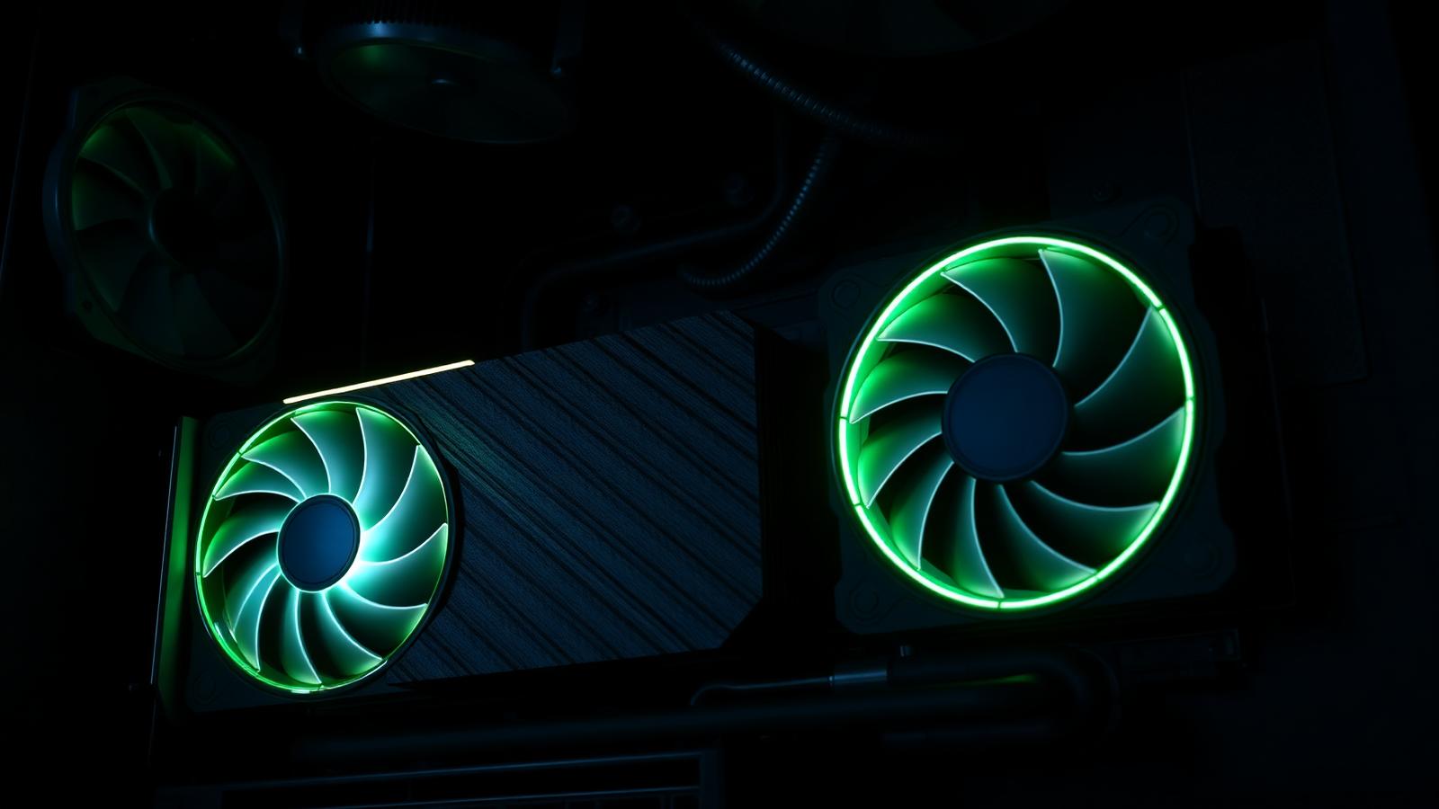 Graphics card and cooling fans inside a gaming PC